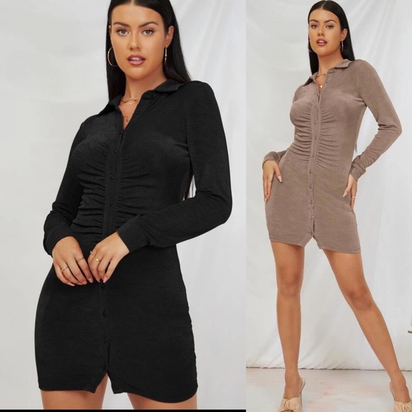 Dresses & Skirts - Nude Ruched Bust Bodycon Dress